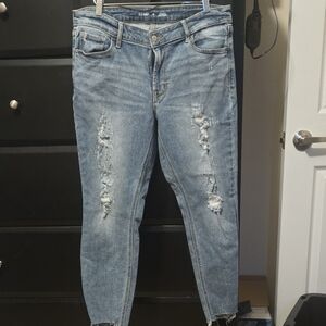 Old Navy Light Blue Distressed Ankle Jeans